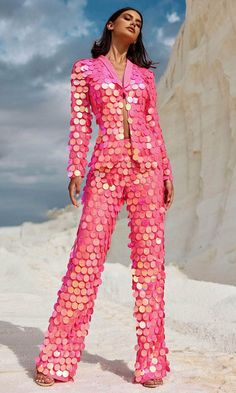 Blush by Alexia Designs 91047 - V-Neck Paillette-Detailed Pantsuit Diamonds Outfit, Formal Pantsuit, Bright Outfits, Blazer Top, Evening Jumpsuit, Wedding Jumpsuit, Jumpsuit Dressy, Terani Couture, Concert Outfits