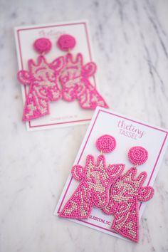 The Franny Earring - TheTinyTassel Whimsical Pink Beaded Earrings, Playful Pink Beaded Earrings, Trendy Pink Beaded Earrings For Gift, Beaded Giraffe, Felt Beads, Ear Ring, Rainbow Bright, Bride Earrings, Beaded Earrings Patterns