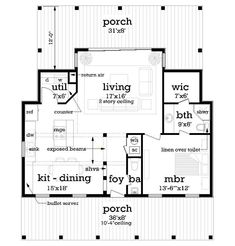 the floor plan for a home with two separate living areas and an attached kitchen area