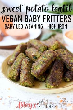 sweet potato lentil vegan baby fritters with baby led warning high iron