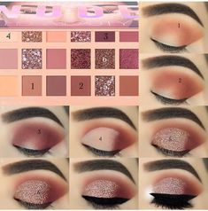 Maquillaje Teknik Makeup, Make Up Designs, Eyeliner Tips, Sparkly Eyeshadow, Eyeshadow Tutorials, Linda Hallberg, Nude Palette, Makeup Tutorial Eyeshadow