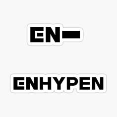 two black and white stickers with the words enhypen