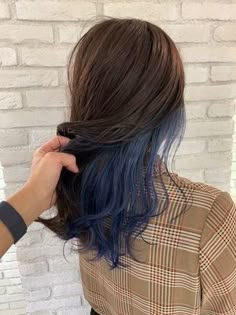 Blue Underlayer Hair, Underneath Dyed Hair Short, Underlayer Hair Color, Blue Hair Underneath