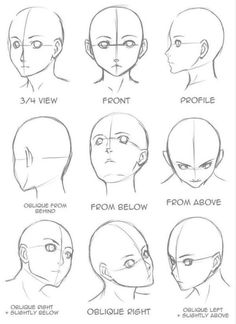 how to draw anime heads with different angles and hair styles for the head, neck and shoulders