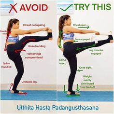 a woman doing yoga poses with the words x avoid and try this