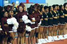 the cheerleaders are lined up in formation