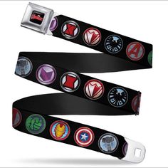 Brand New With Tags One Size Fits Most For Both Man & Women It Fits Waist Size 24-42 Inches 100% Polyester Made In Usa Officially Licensed Product Marvel Avengers Logo, Seatbelt Belt, Santa Belts, Avengers Logo, Marvel Merchandise, Buckles Fashion, Cloth Belt, Fashion Belts, Military Fashion