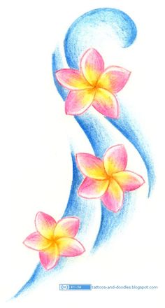 a drawing of two flowers on a white background