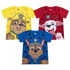 PRICES MAY VARY. Officially Licensed Nickelodeon Paw Patrol Toddler and Little Boy Clothes Cute and stylish 3-pack of Paw Patrol T-shirts features fan favorite characters Chase, Marshall, and Rubble, ideal for toddler and little kids Contains one Chase print blue short sleeve tee, one Marshall print red short sleeve tee and one Rubble print yellow short sleeve tee Available in sizes for 2T Boys Clothes, 3T Boys Clothes, Size 4 Boys Clothes, Size 5 Boys Clothes, Size 6 Boys Clothes and Size 7 Boy Paw Patrol Boots, Paw Patrol Backpack, Little Boy Clothes, Paw Patrol Shoes, Paw Patrol Birthday Decorations, Paw Patrol Costume, Paw Patrol Toys, Paw Patrol Nickelodeon