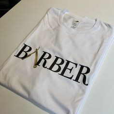 T-shirt for Barber - Custom Barber shirt  T-Shirt: Brand: Smart Blanks - 100% ring-spun combed cotton - Sport Grey is 90% ring-spun cotton, 10% polyester - 4.3 oz/y² (153 g/m²) - Pre-shrunk Shop: Tiny home shop located in California. All garments are printed to order, handcrafted individually.  I will never use third party cheap labor print shops or mass production drop shippers.  Every Garment is designed, printed, and packaged indpendently by me. Thank you for supporting someone who is doing w Barber Shirt Ideas, Barber Shirts Design, Straight Razor, Customise T Shirt, Organization Kids, Barber Shop, Combed Cotton, Graphic Shirts, Customized Gifts