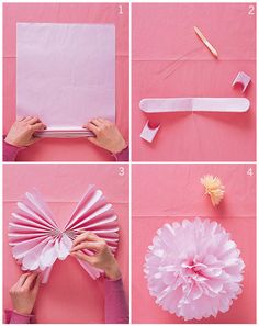 the diyduos are being used to make tissue paper pom poms