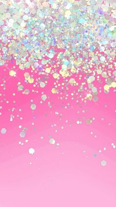 a pink background with lots of silver confetti