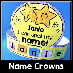 a name tag with two stars on it and the words jane i can spell my name jamie