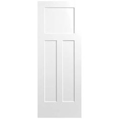 a white door with no glass on the front and side paneling, against a white background