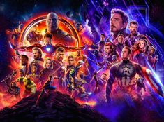 the avengers movie poster is shown in this image, with all of the characters and their names