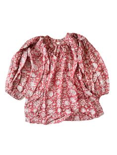 South Shore Top -Merlot Sunset Bohemian Relaxed Fit Top For Layering, Long Sleeve Cotton Top For Daywear, Bohemian Cotton Blouse For Layering, Floral Print Tunic Tops For Fall, Cotton Long Sleeve Top For Daywear, Cotton Tunic Tops For Layering, Cotton Blouse For Daywear In Fall, Red Fall Tunic Top, Casual Cotton Tunic Top