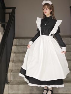 Women's Cafe Maid Dress Cross-Dressing Cafe Dress, Cosplay Cute, Maid Cosplay, Maid Outfit, Maid Dress, Apron Dress, Black N White Dress, 가을 패션, Lolita Dress