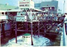 an old photo of people standing on the dock