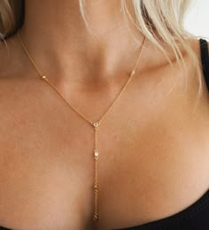 Gold and Crystal Y Chain Necklace  Length of Necklace: approx. 18- 20 inches (adjustable)  Length of Drop: approx. 3 inches Homecoming Jewelry, Formal Necklace, Gold Drop Necklace, Prom Necklaces, Formal Jewelry, Prom Accessories, Gold Long Necklace, Prom Jewelry, Dangle Necklaces