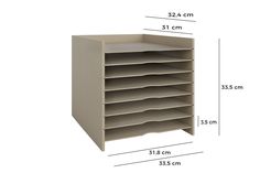 an image of a book shelf with measurements