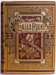 an old book with flowers on it and the words galarookh written in gold