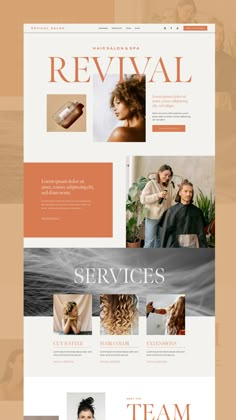 the website design for hair salons