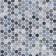 an abstract painting with blue and gray circles