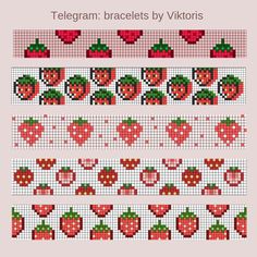 a cross stitch pattern with strawberries and strawberrys on it, all in different colors