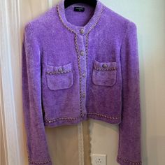 Very Good Condition Size Is 36 Comfortable And Easy Wear 100% Authentic Chanel When You Make A Purchase, Poshmark Will Verify It Before Shipping It Out. Chanel 2020, Chanel Jackets, Pattern Jacket, Tweed Pattern, Chanel Jacket, Jacket Pattern, Easy Wear, Purple Color, Color Purple