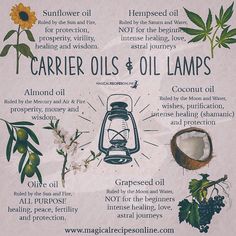 Carrier Oils Witchcraft, Almond Witchcraft, Witchy Practices, Spiritual Spells, Fire Magick, Diy Grimoire, Hoodoo Witch, Witch Info, Herb Book