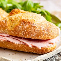 a close up of a sandwich on a plate