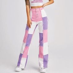 Super Cute And Unique Pair Of Jeans. Truly One Of A Kind. Adorable Color Scheme And Comfortable. Measurements On Last Picture Cute Pants, Cute Preppy Outfits, Cute Jeans, Girls Denim, Mode Inspo, Cute Everyday Outfits, Really Cute Outfits, Jeans Color, Teen Fashion Outfits