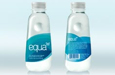 two bottled water bottles are shown side by side