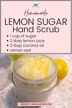 Hand Scrub Recipe, Sugar Hand Scrub, Body Scrub Homemade Recipes, Homemade Sugar Scrub, Diy Body Scrub Recipes