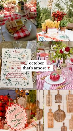 a collage of photos with different items on them and the words october that's amore