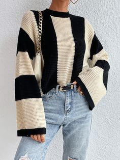 Beige Pullover, Sleeves Clothing, Long Sleeve Knit Sweaters, Pullover Sweater Women, Moda Vintage, Winter Mode, Beige Sweater, Look Casual, Outfit Casual