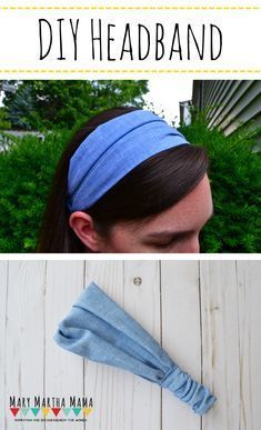 the diy headband is made from an old pair of jeans