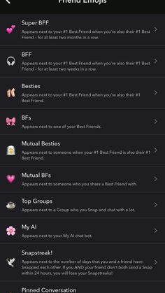 an iphone screen showing the settings for different types of friends and their favorite friend's names