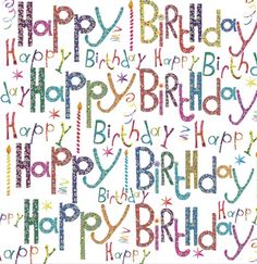 the words happy birthday written in multicolored letters