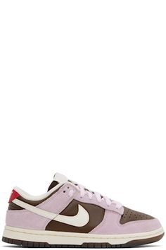 Nike - Brown & Pink Dunk Low Sneakers Nike Dunks Outfit Woman, Nike Dunks Outfit, Dunks Outfit Woman, Dunks Outfit, Nike Brown, Low Sneakers, Suede Sneakers, Dunk Low, Nike Dunks