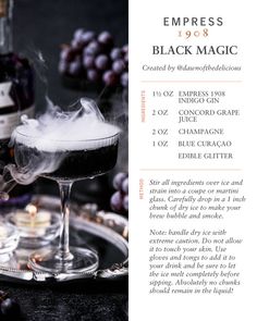 an advertisement for the empire black magic cocktail