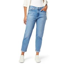 Made from vintage-inspired stretch denim with a classic, easy fit, the Womens Heritage Boyfriend Jeans from Levi Strauss Signature are the cool-casual staple youll reach for again and again. Sitting just below the natural waist, they have a slim fit thought the hip and thigh with a straight leg opening. Size: 6.  Color: Blue.  Gender: female.  Age Group: adult. Casual Light Indigo Mid-rise Jeans, Casual Medium Wash Mom Fit Cropped Jeans, Casual Light Indigo Jeans For Fall, Womens Boyfriend Jeans, Boyfriend Cut, Boyfriend Jean, Levi Jeans Women, Cut Off Jeans, Levi Strauss & Co