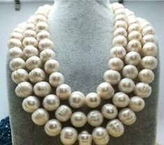 50" HUGE 12-13MM NATURAL SOUTH SEA GENUINE WHITE PEARL NECKLACE 14K GOLD CLASP  | eBay Pearl Sweater, Chunky Pearl Necklace, Natural Pearl Necklace, Chunky Pearls, White Pearl Necklace, Baroque Pearl Necklace, Couple Necklaces, Gold Pearl Necklace, Sweater Chain