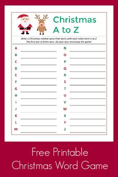 a christmas word game with santa and reindeers on it, for kids to play