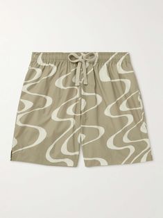 Shop FRAME Straight-Leg Printed Organic Cotton Drawstring Shorts, Explore the latest in-season FRAME collection today on MR PORTER Frame Collection, Drawstring Shorts, Drawstring Waistband, Mr Porter, Ocean Waves, Swim Shorts, Abstract Pattern