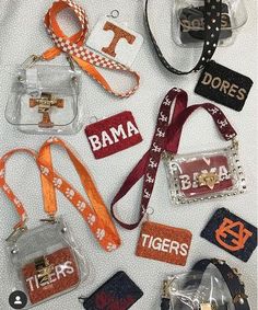 Alabama Logo, Maroon Background, Red Words, Orange Logo, Pink Monogram, Fits Inspo, Clear Bags, White Letters, School Colors