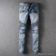 @:... Biker Jeans Men, Ripped Pants, Drape Panel, Biker Jeans, Slim Trousers, Classic Jeans, Jeans Men, Denim Design, Distressed Black Jeans