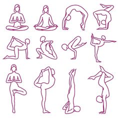 a drawing of people doing different yoga poses