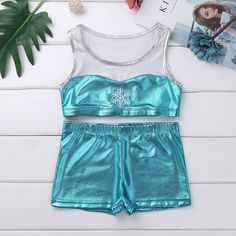 2Pcs Kid Gymnastics Body Suit Snowflake Embroidery Tank Top with Shorts Girls Dance Costume Athletic Embroidery Tank Top, Ballet Practice, Kids Gymnastics, Snowflake Embroidery, Top With Shorts, Dance Costume, Body Suit, Dance Costumes, Short Girls