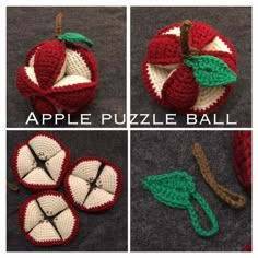 crochet apple puzzle ball pattern with instructions to make it in the shape of an apple